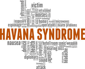 Havana Syndrome vector illustration word cloud isolated on white background.