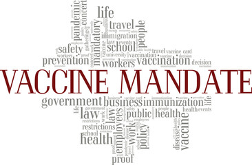 Vaccine Mandate vector illustration word cloud isolated on white background.