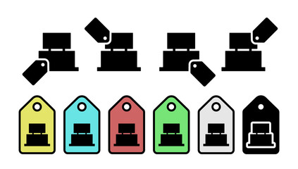 Tv table furniture glyph vector icon in tag set illustration for ui and ux, website or mobile application