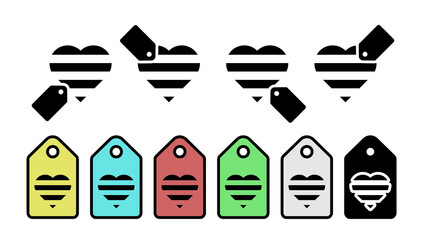 Heart flat vector icon in tag set illustration for ui and ux, website or mobile application