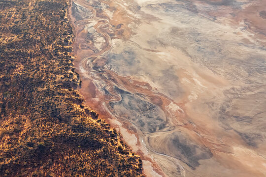 Australia, Northern Territory, Aerial view of Lake Amadeus in Uluru-Kata Tjuta National Park