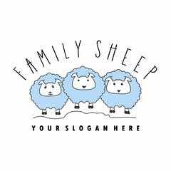 Family three sheeps with a funny face image graphic icon logo design abstract concept vector stock. Can be used as a symbol related to animal or cartoon