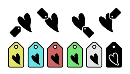 Heart flat vector icon in tag set illustration for ui and ux, website or mobile application