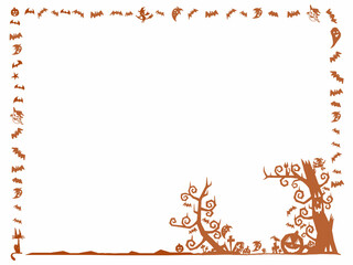 秋に使えるシンプルな茶色いフレーム素材