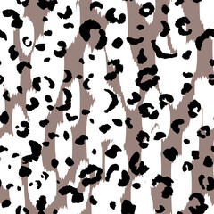 Abstract modern leopard seamless pattern. Animals trendy background. Brown and white decorative vector stock illustration for print, card, postcard, fabric, textile. Modern ornament of stylized skin
