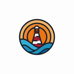 Illustration Vector Graphic of Lighthouse Logo. Good for decoration near the beach or the sea