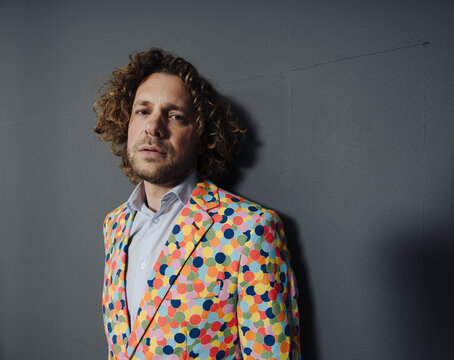 Portrait of a businessman wearing colorful sports jacket