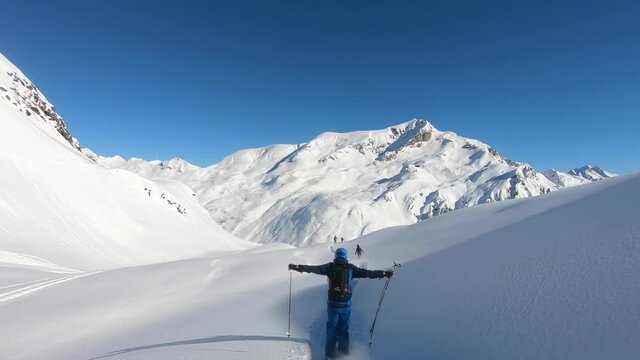 powder skiing in the alps,  Lech am Arlberg, Vorarlberg, Austria