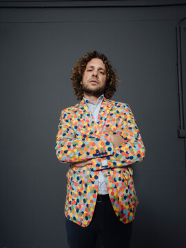 Portrait of a businessman wearing colorful sports jacket