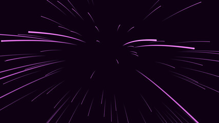 cosmic pink rays. abstract black background with pink rays.