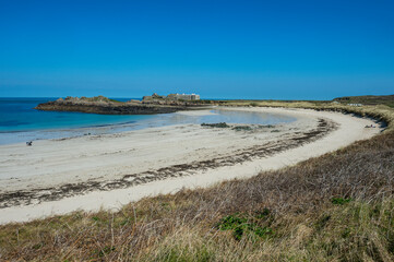 United Kingdom, Channel Islands, Alderney, Chateau l'Etoc and Saye beach
