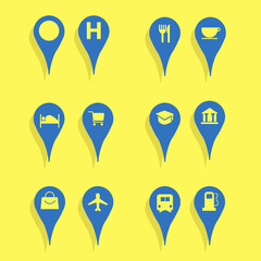 a pack of logo icons on maps