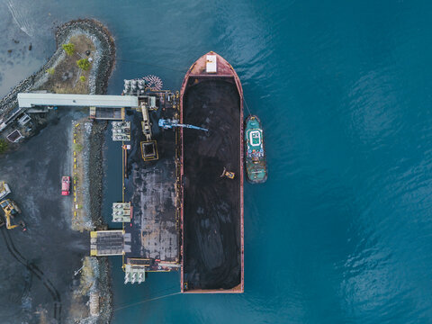 Indonesia, Sumbawa, Maluk, Aerial view of harbor