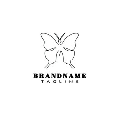 butterfly logo cartoon icon template black isolated illustration