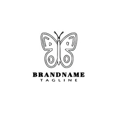 unique butterfly logo cartoon icon design template black isolated vector illustration