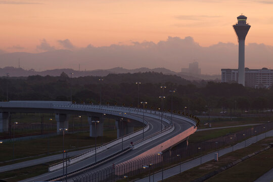 Elevated road at sunset
