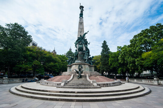 Statue on a square before the Catholic cathedral in Porto Alegre, Rio Grande do Sul, Brazil