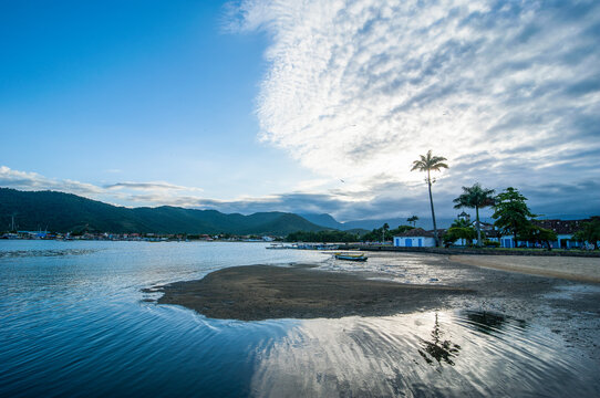 Moody sky at the sea front of Paraty, Rio de Janeiro, Brazil