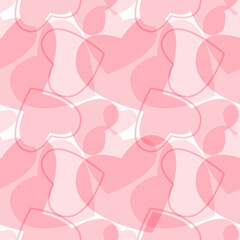 Modern abstract pattern with pink heart seamless pattern on white background. Use for textile, fabric, print,wrapping, wallpape design. Vector background. Valentines day elements. EPS10 