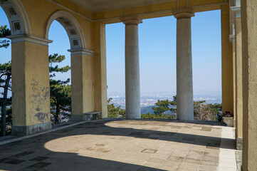 Beautiful view out of the Husarentempel in Moedling (Austria). Wonderful view to Vienna.