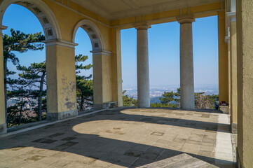 Fototapeta premium Beautiful view out of the Husarentempel in Moedling (Austria). Wonderful view to Vienna.