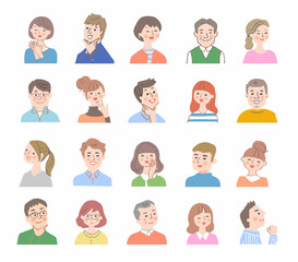 さまざまな笑顔の男女　