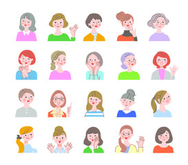 さまざまな笑顔の女性