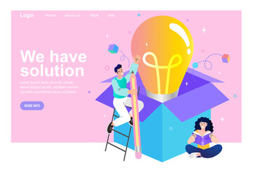 Start up investors landing page website. personal growth, professional development, increase in income. big idea concept. vector illustration for webpage.