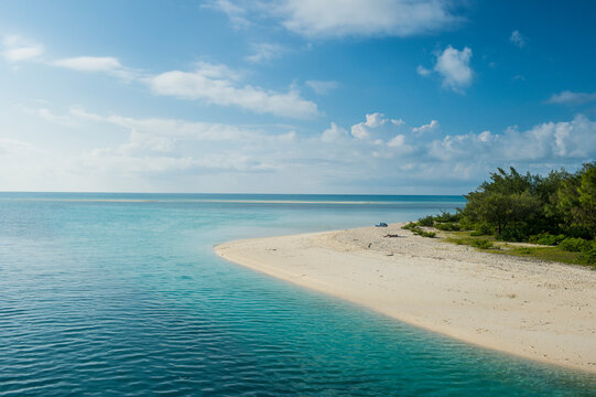 Idyllic lagoon of Ouvea, against sky in Loyalty Islands, New Caledonia
