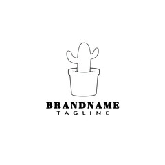 cactus logo cartoon template icon black isolated vector illustration