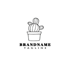 cactus logo cartoon design icon black isolated vector illustration