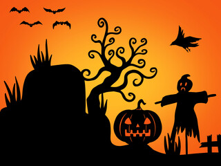 Halloween Scary Background illustration in Spooky Night