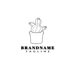 cactus logo cartoon design template icon isolated vector illustration