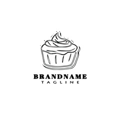 cake logo cartoon design template icon black isolated illustration
