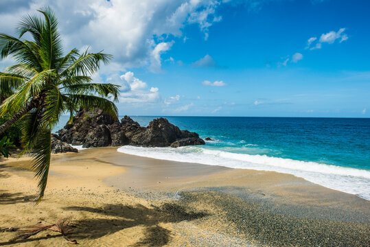 Scenic view of sea against blue sky at Tobago during sunny day, Caribbean