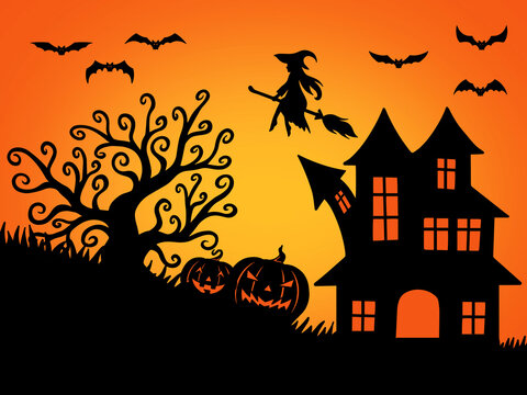 Halloween Scary Background illustration in Spooky Night