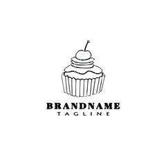 cake logo cartoon creative template icon black isolated vector illustration