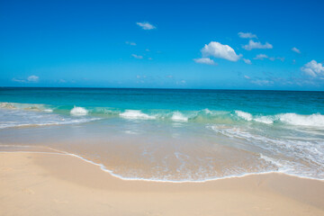 Scenic view of seascape against blue sky during sunny day, Grenada, Caribbean