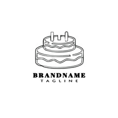 birthday cake logo cartoon design template icon black cute vector illustration