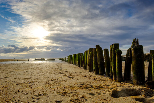France, Nouvelle-Aquitaine, Departement Landes, Arrondissement Dax, Moliets-et-Maa, Mouth of Courant dHuchet river