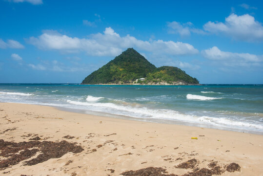 Scenic view of Levera beach and Sugar Loaf island at Grenada, Caribbean