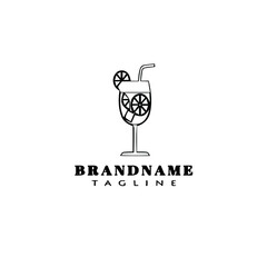 fresh drinks cartoon logo template icon cute black isolated vector illustration