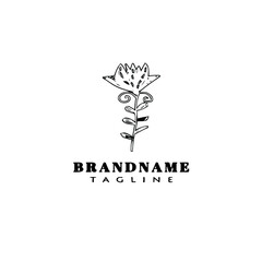 flower logo cartoon icon simple template black isolated illustration