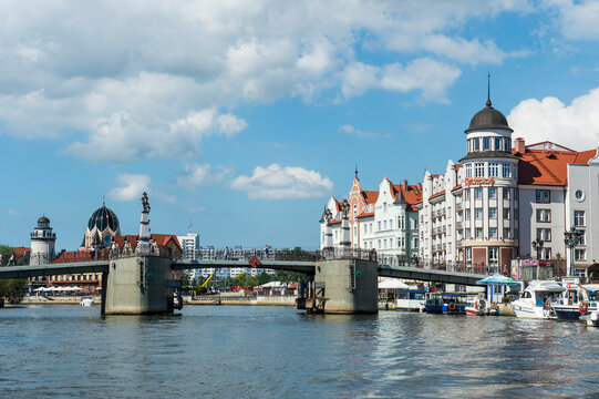Bridge over Pregel river against sky, Kaliningrad, Russia