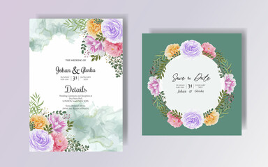      Flower Wedding Hand Draw With Invitation Floral Premium Vektor