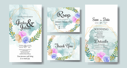      Flower Wedding Hand Draw With Invitation Floral Premium Vektor