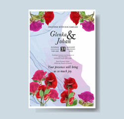      Flower Wedding Hand Draw With Invitation Floral Premium Vektor