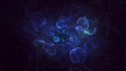 3D rendering abstract blue fractal light background