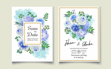      Flower Wedding Hand Draw With Invitation Floral Premium Vektor