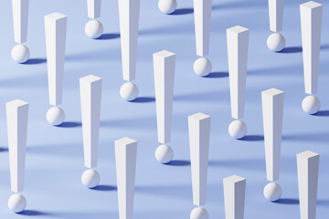 Three dimensional pattern of rows of white exclamation points